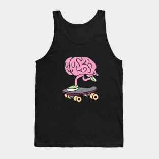 Brain Skateboarding - Funny Sarcastic Doodle Tank Top